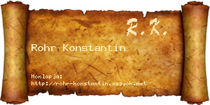 Rohr Konstantin névjegykártya